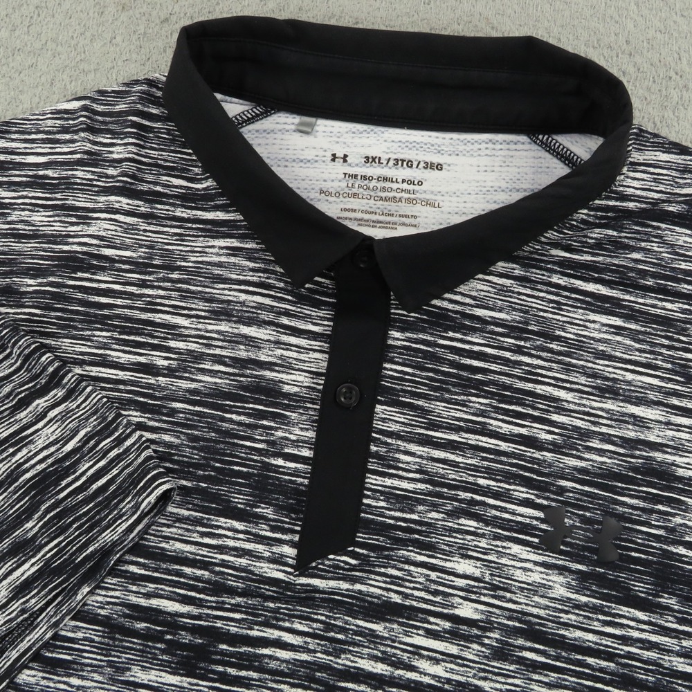 Under Armour Polo Mens 3XL Black White Iso Chill Loose Fit Golf Shirt 1370664